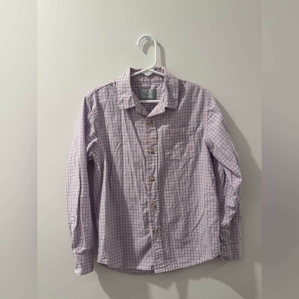 Class Club Boy’s Modern Fit Checkered Plaid Button Down Dress Shirt Size 6/7